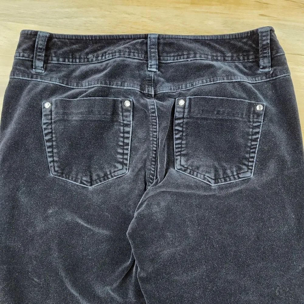 ☔️🔹️INC Bluish Black Velour Luxe Bootcut Pants Size 4/27 - Picture 6 of 13